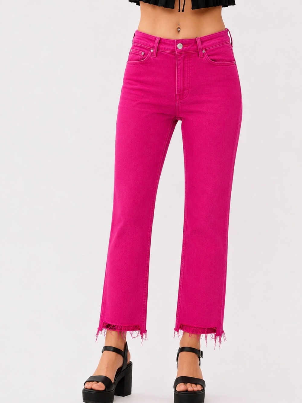 MOTHER The Insider Crop Step Fray Raspberry Sorbet Pink Jeans 29x27 EUC